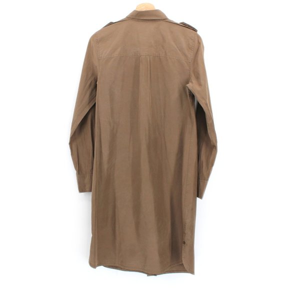 GAP Silk Cotton Utility Shirtdress Khaki Button Front Epaulettes Size 4 - Picture 7 of 11